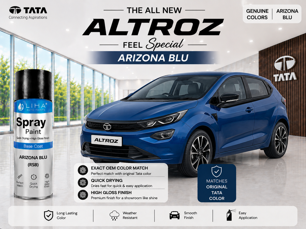 Tata Altroz Arizona Blue Spray Paint – OEM Factory Match Car Touch Up Paint | LIHA Aerosols 400ml