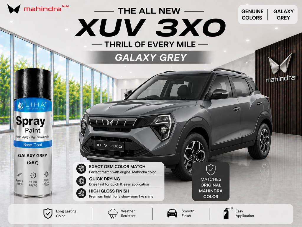 Mahindra XUV 3XO Galaxy Grey Spray Paint – OEM Factory Match Car Touch Up Paint | LIHA Aerosols 400ml