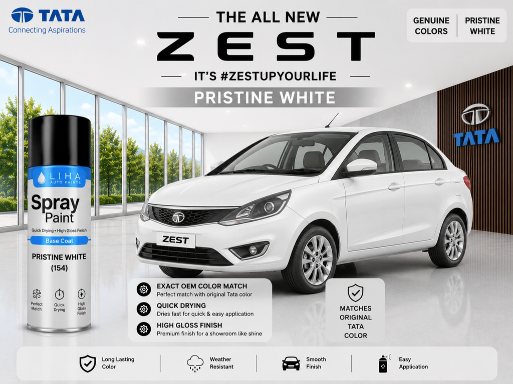 Tata Zest Pristine White Spray Paint – OEM Factory Match Car Touch Up Paint