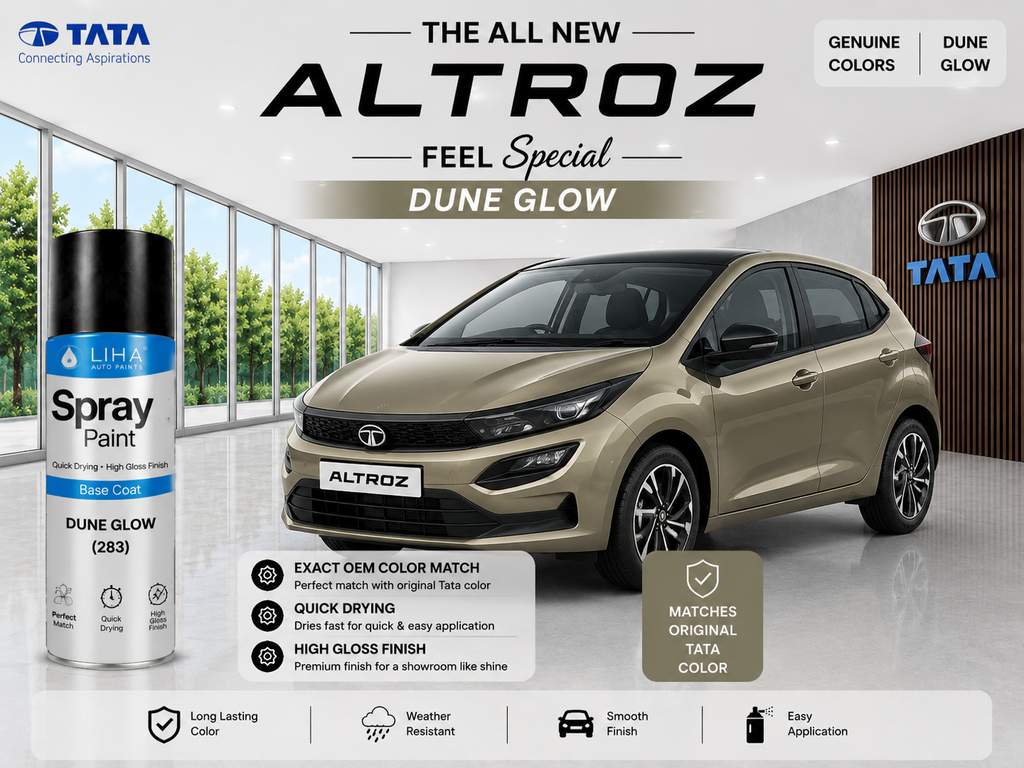 Tata Altroz Dune Glow Spray Paint – OEM Factory Match Car Touch Up Paint | LIHA Aerosols 400ml