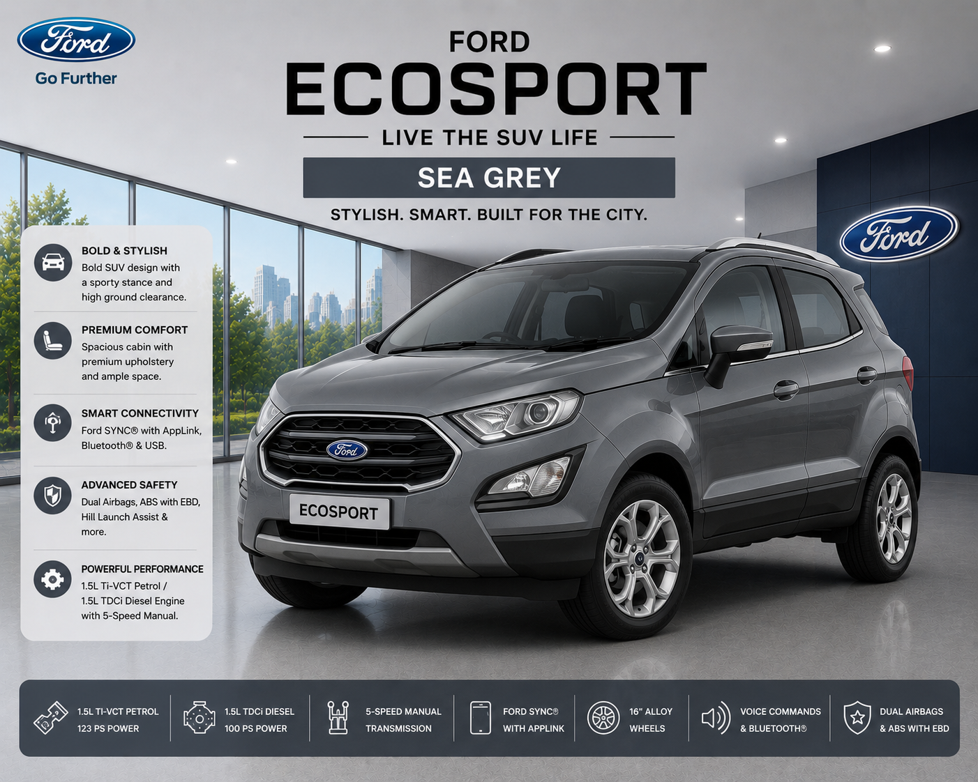 Ford EcoSport Sea Grey Touch Up Spray Paint | OEM Automotive Aerosol Paint for Scratch Repair