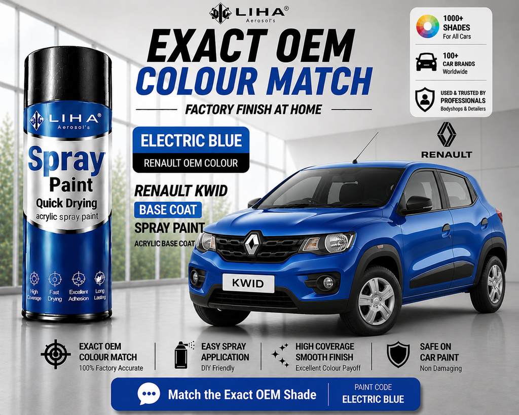 Renault Kwid Electric Blue Touch Up Spray Paint | OEM Automotive Aerosol Paint for Scratch Repair