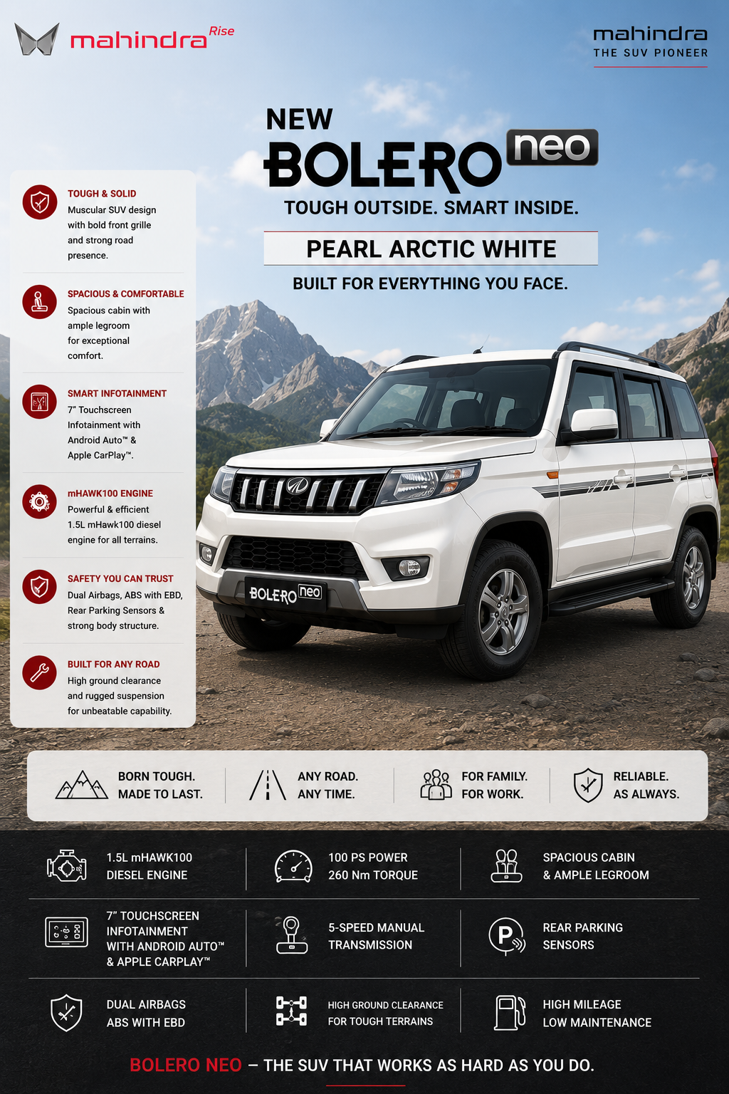Mahindra Bolero Neo Pearl Arctic White Touch Up Spray Paint – OEM Color Match