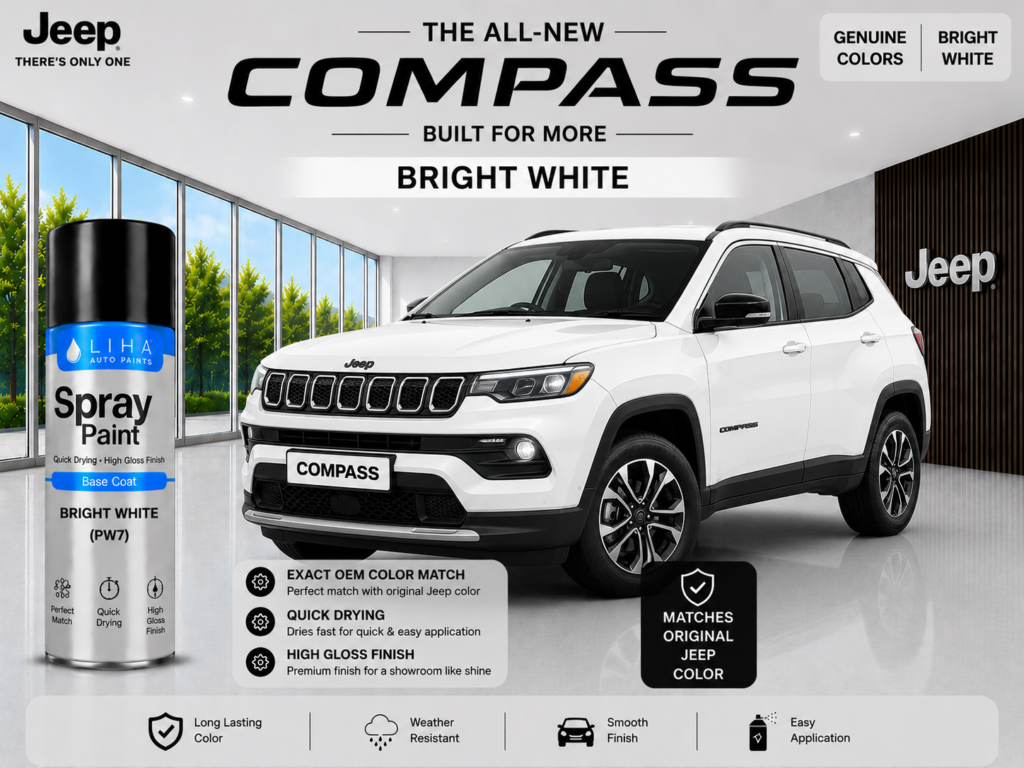 Jeep Compass Bright White PW7 Spray Paint – OEM Factory Match Car Touch Up Paint
