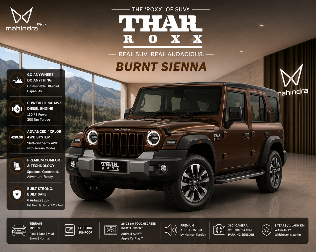 Mahindra Thar ROXX Burnt Sienna Touch Up Spray Paint | OEM Color Match Aerosol Paint for Scratch Repair