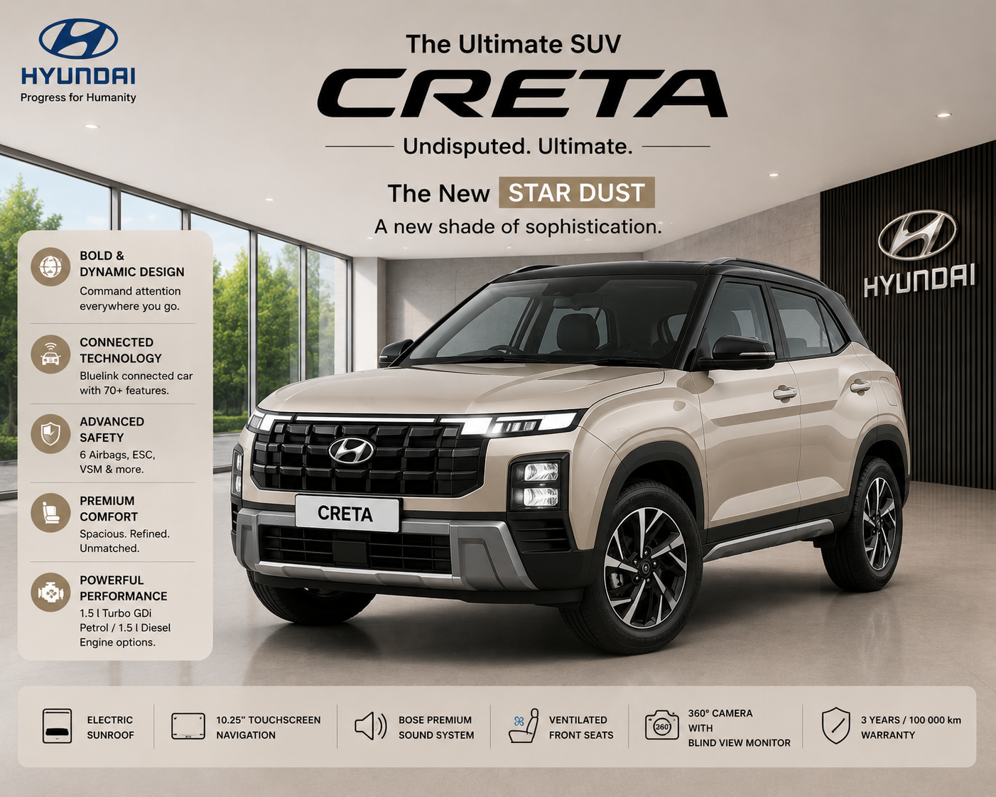Hyundai Creta Stardust Touch Up Spray Paint | OEM Automotive Aerosol Paint for Scratch Repair