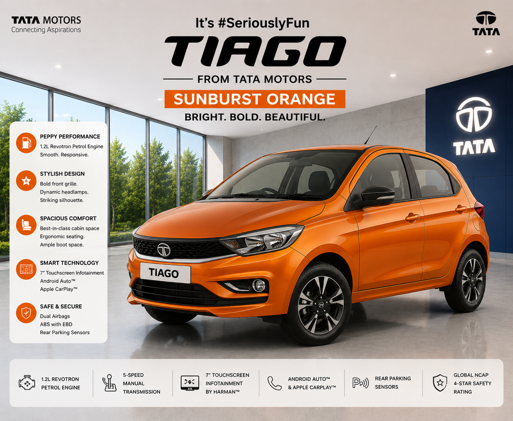 Tata Tiago Sunburst Orange Touch Up Spray Paint | OEM Automotive Aerosol Paint for Scratch Repair