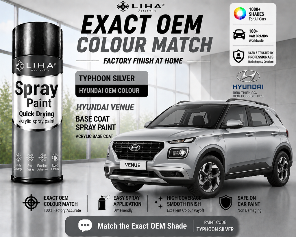 Hyundai Venue Typhoon Silver Touch Up Spray Paint | OEM Automotive Aerosol Paint for Scratch Repair