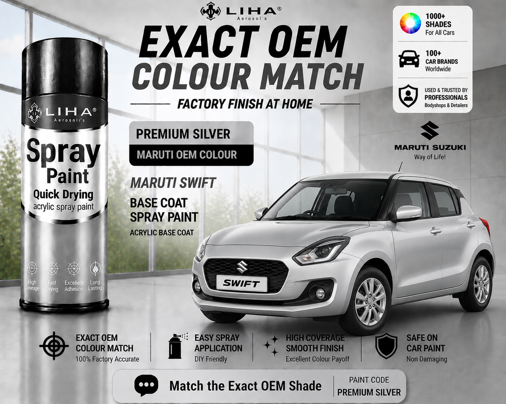 Maruti Suzuki Swift Premium Silver Touch Up Spray Paint | OEM Automotive Aerosol Paint for Scratch Repair