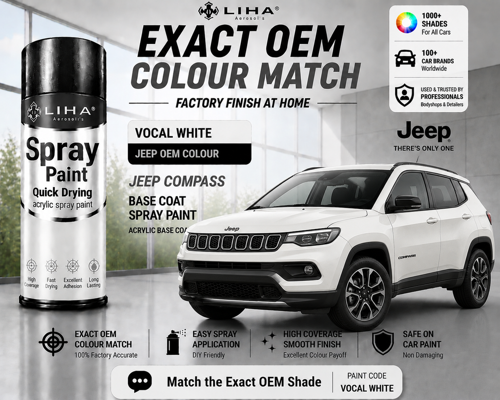 Jeep Compass Vocal White Touch Up Spray Paint | OEM Pearl White Automotive Aerosol Paint