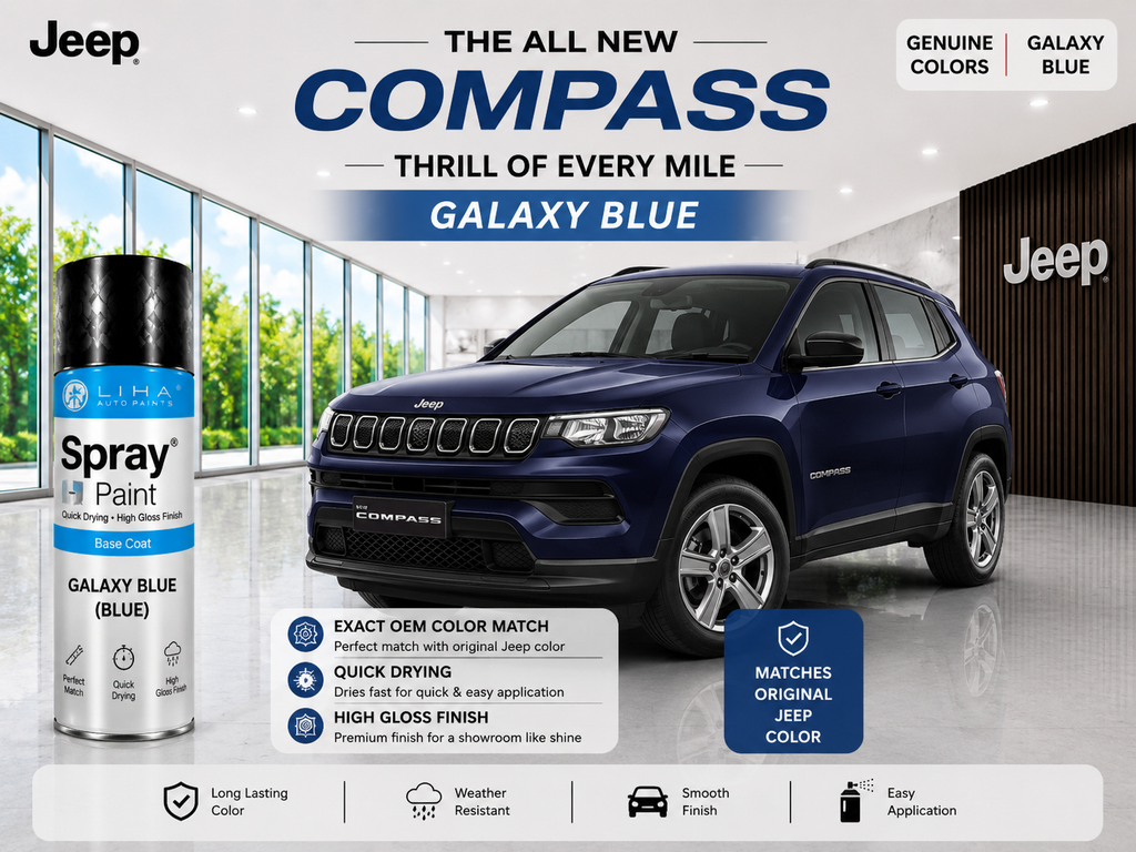 Jeep Compass Galaxy Blue Touch Up Spray Paint | OEM Automotive Aerosol Paint for Scratch Repair