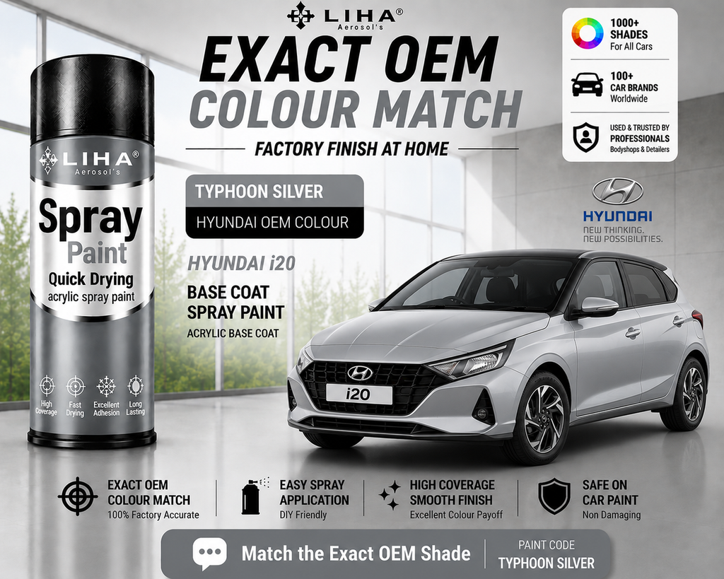 Hyundai i20 Typhoon Silver Touch Up Spray Paint – OEM Color Match