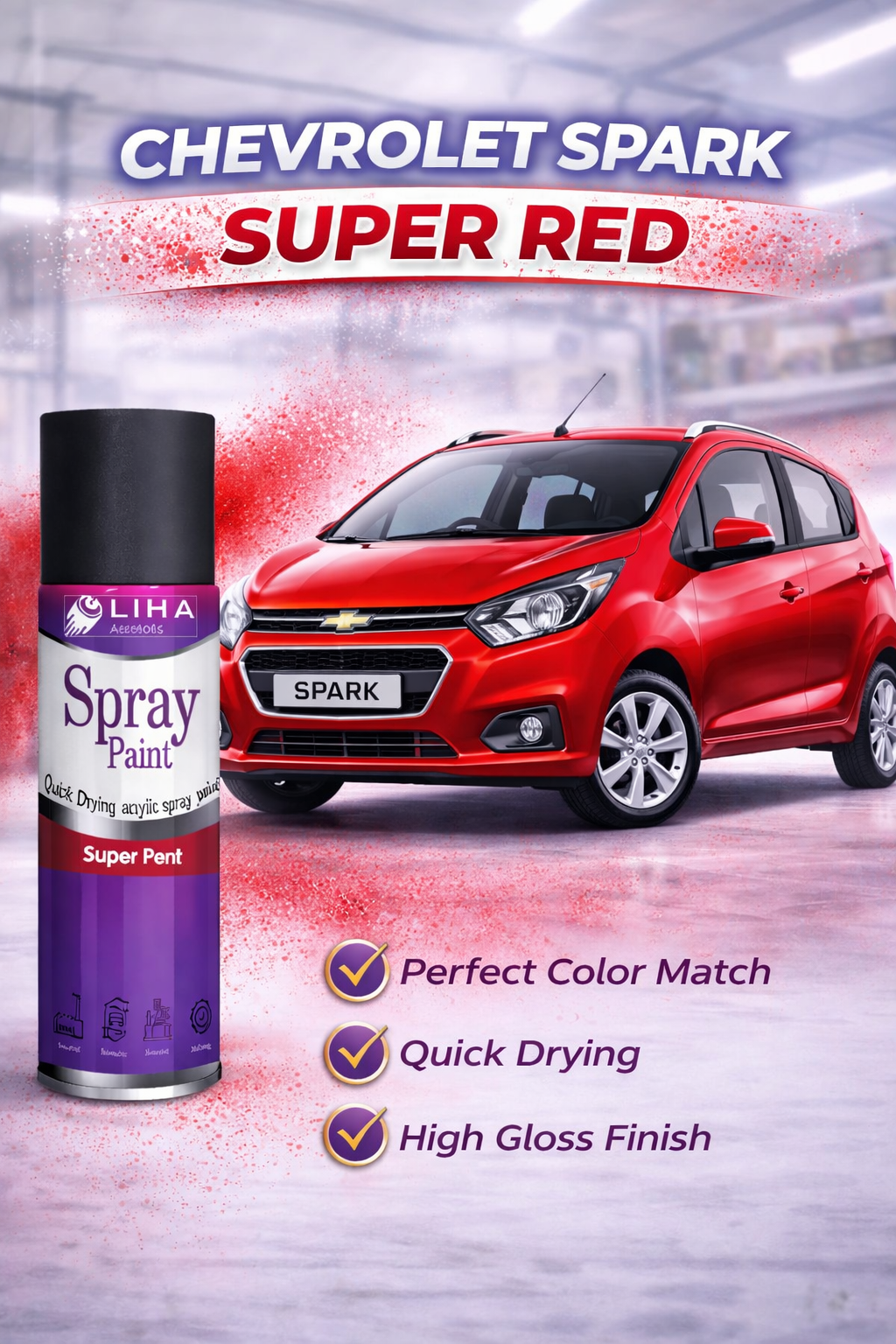 Auto Spray Red Chevrolet Spark Super Red Car Spray Paint – LIHA AEROSOLS
