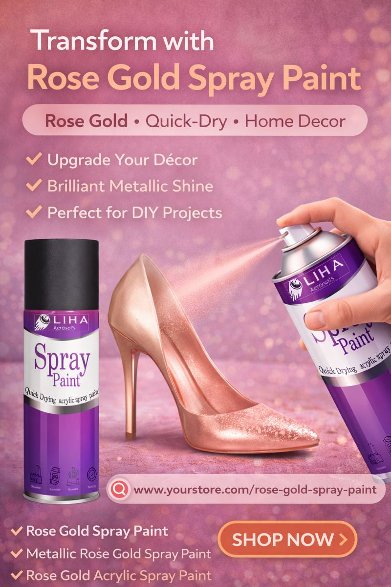 LIHA Aerosols Rose Gold Spray Paint | Metallic Finish | Quick Dry Acrylic Spray for Home & Décor