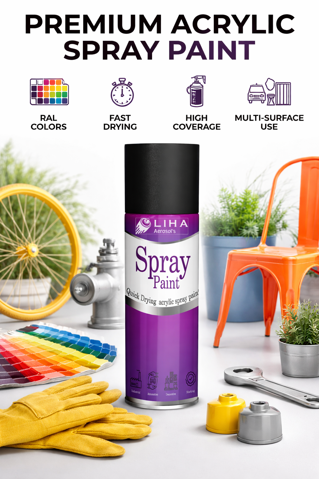 LIHA Silver Metallic Spray Paint – Chrome-Like Shine 400ml