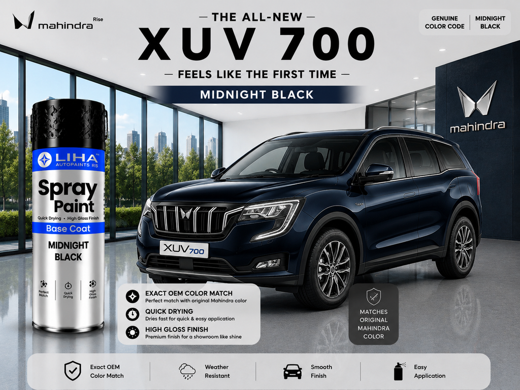 Mahindra XUV700 Midnight Black (MM9405) PU Spray Paint – OEM Factory Match Car Paint | LIHA Aerosols