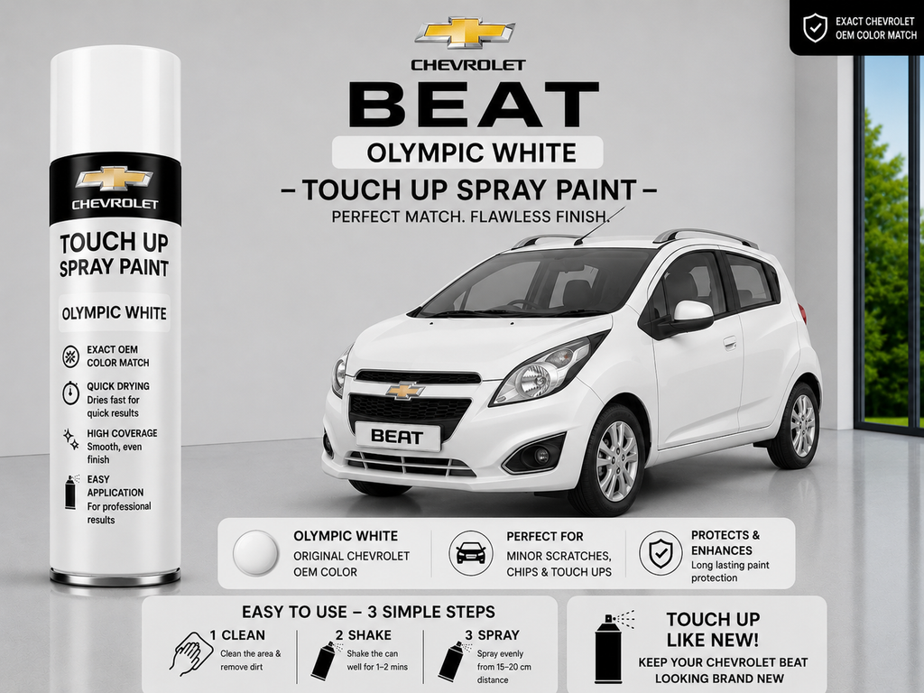 Chevrolet Beat Olympic White Touch Up Spray Paint – OEM Color Match | LIHA Aerosols 500ml
