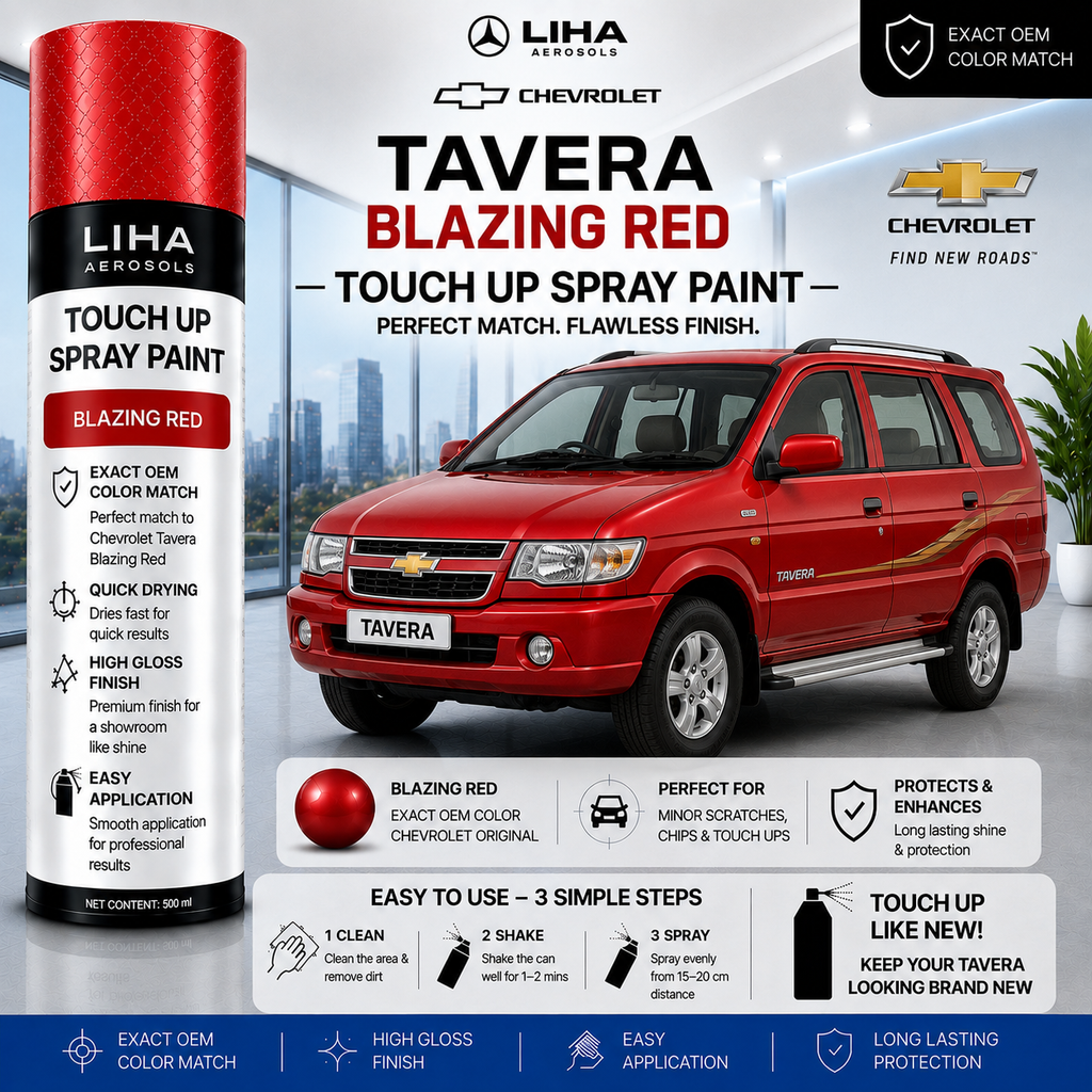 Chevrolet Tavera Blazing Red Touch Up Spray Paint – OEM Color Match | LIHA Aerosols 500ml
