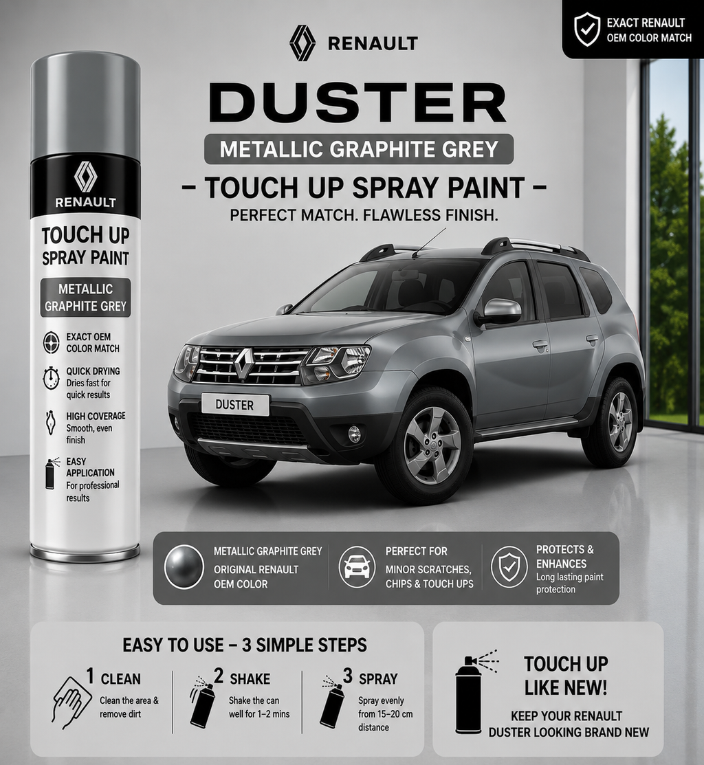 Renault Duster Metallic Graphite Grey Touch Up Spray Paint – OEM Color Match | LIHA Aerosols 500ml