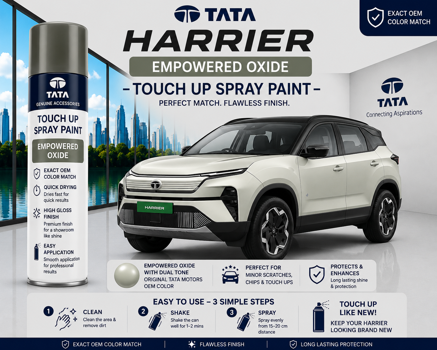 Tata Harrier Empowered Oxide Touch Up Spray Paint | OEM Automotive Aerosol Paint for Scratch Repair