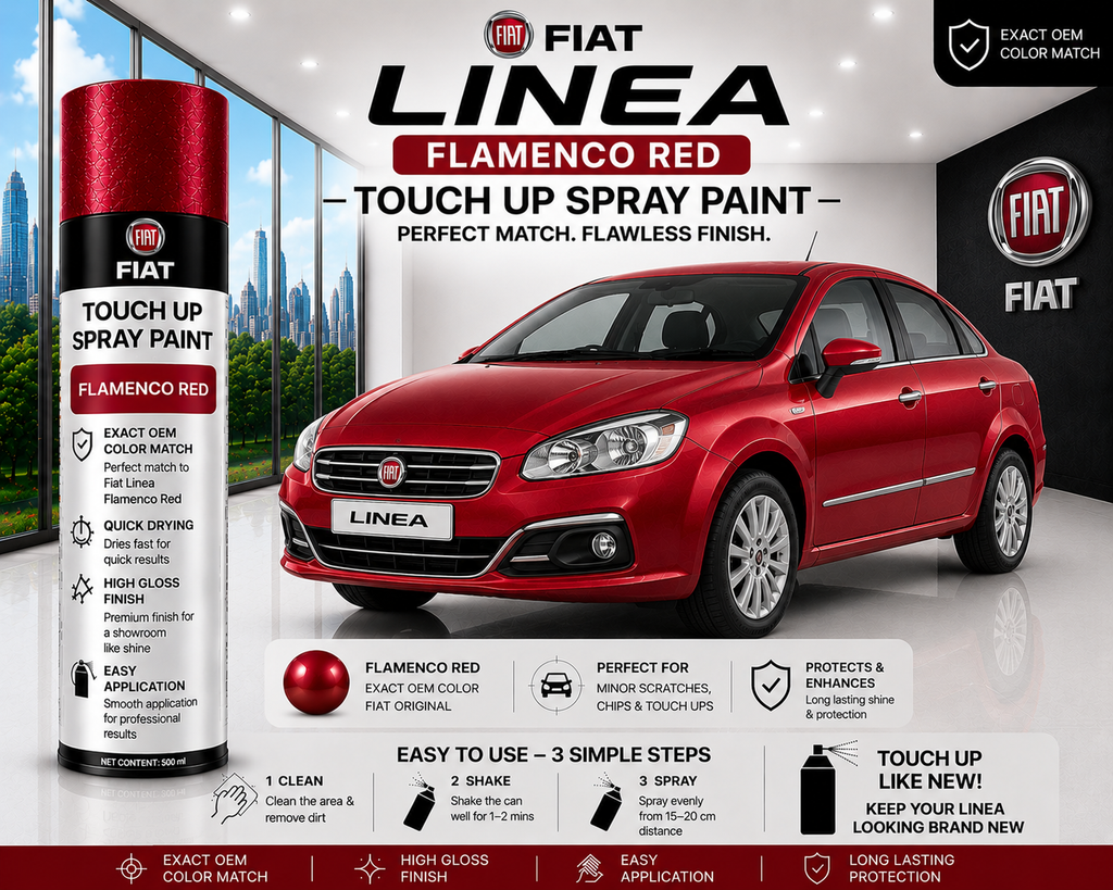 Fiat Linea Flamenco Red Touch Up Spray Paint – OEM Color Match | LIHA Aerosols 500ml