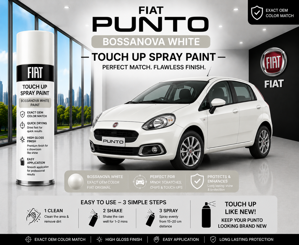 Fiat Punto Bossanova White Touch Up Spray Paint – OEM Color Match