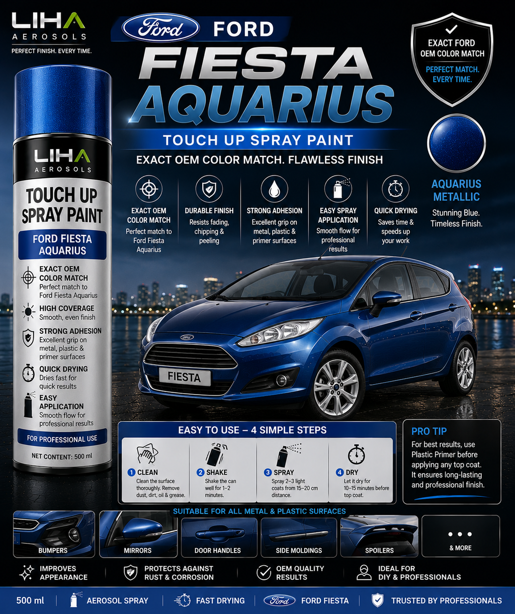 Ford Fiesta Aquarius Touch Up Spray Paint – OEM Color Match | LIHA Aerosols 500ml