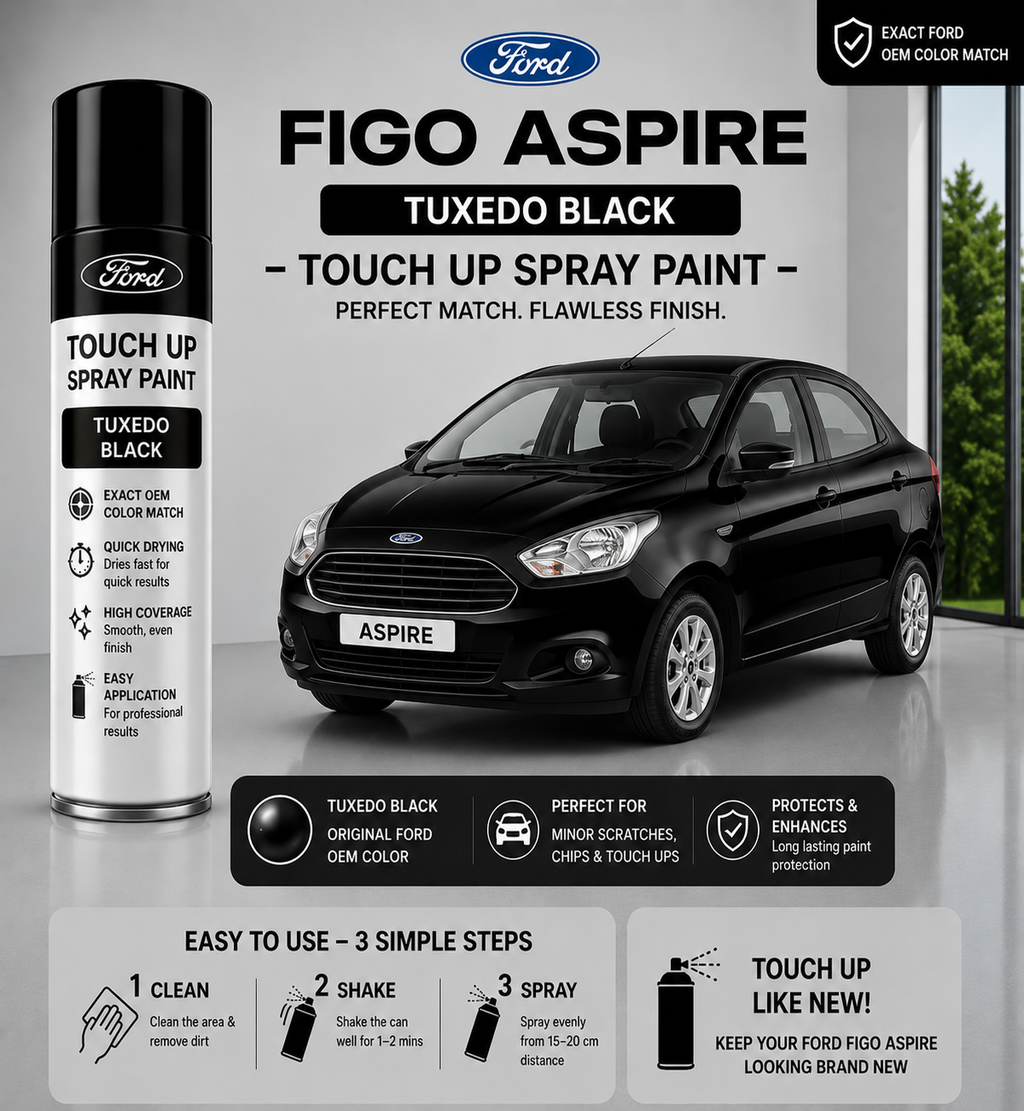 Ford Figo Aspire Tuxedo Black Touch Up Spray Paint – OEM Color Match | LIHA Aerosols 500ml