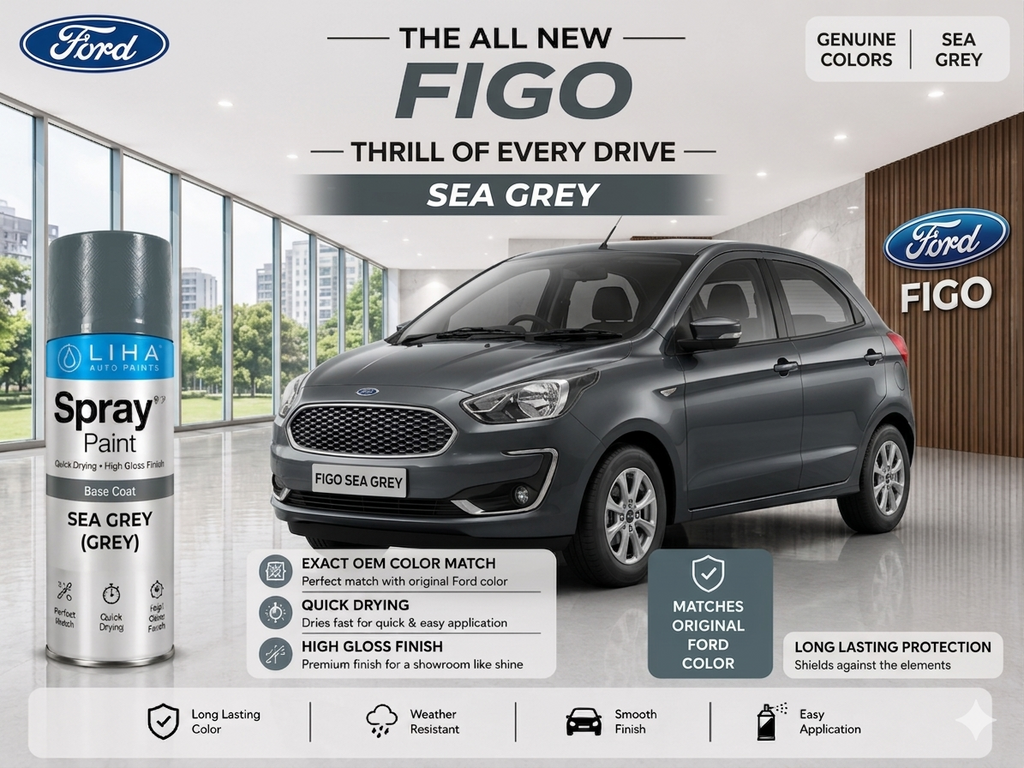 Ford Figo Sea Grey Touch Up Spray Paint | OEM Automotive Aerosol Paint for Scratch Repair