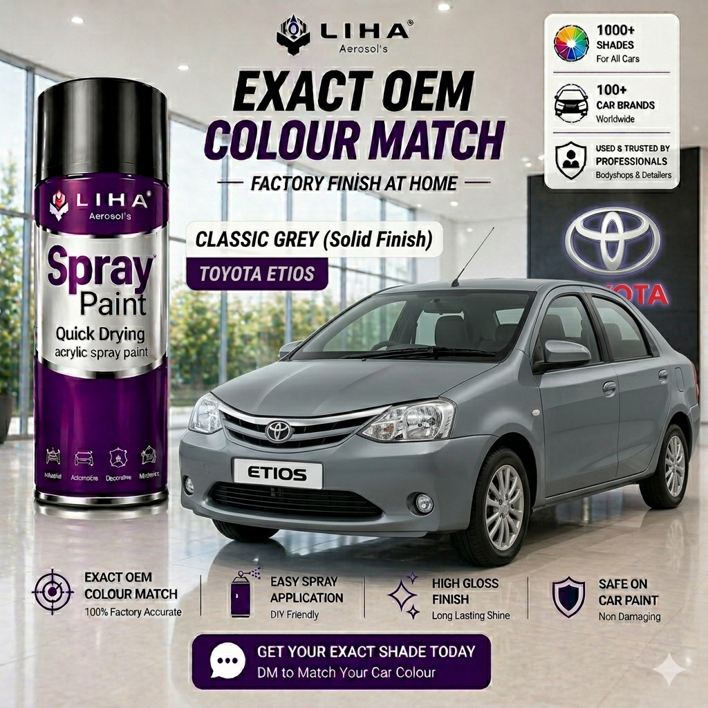 Toyota Etios Classic Grey | OEM Color Match | Professional Base Coat Spray Paint | 500ml