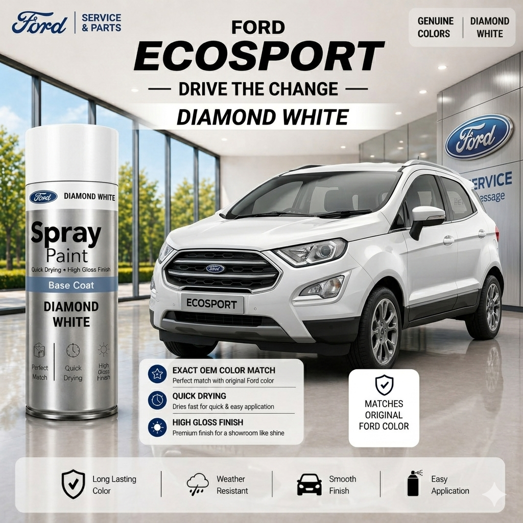 Ford EcoSport Diamond White | OEM Color Match | Base Coat | High Gloss Finish | Quick Dry