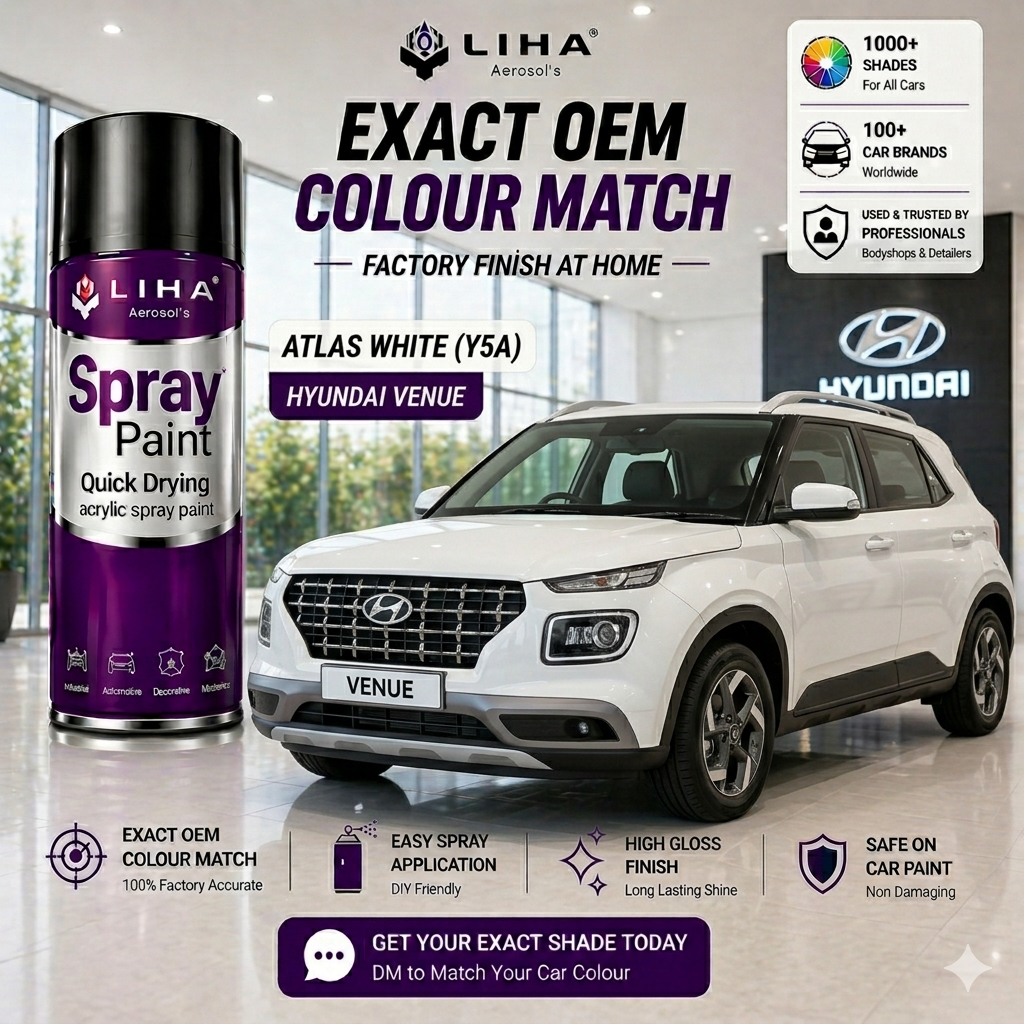 Hyundai Venue Atlas White | OEM Color Match | Professional Base Coat Spray Paint | 500ml