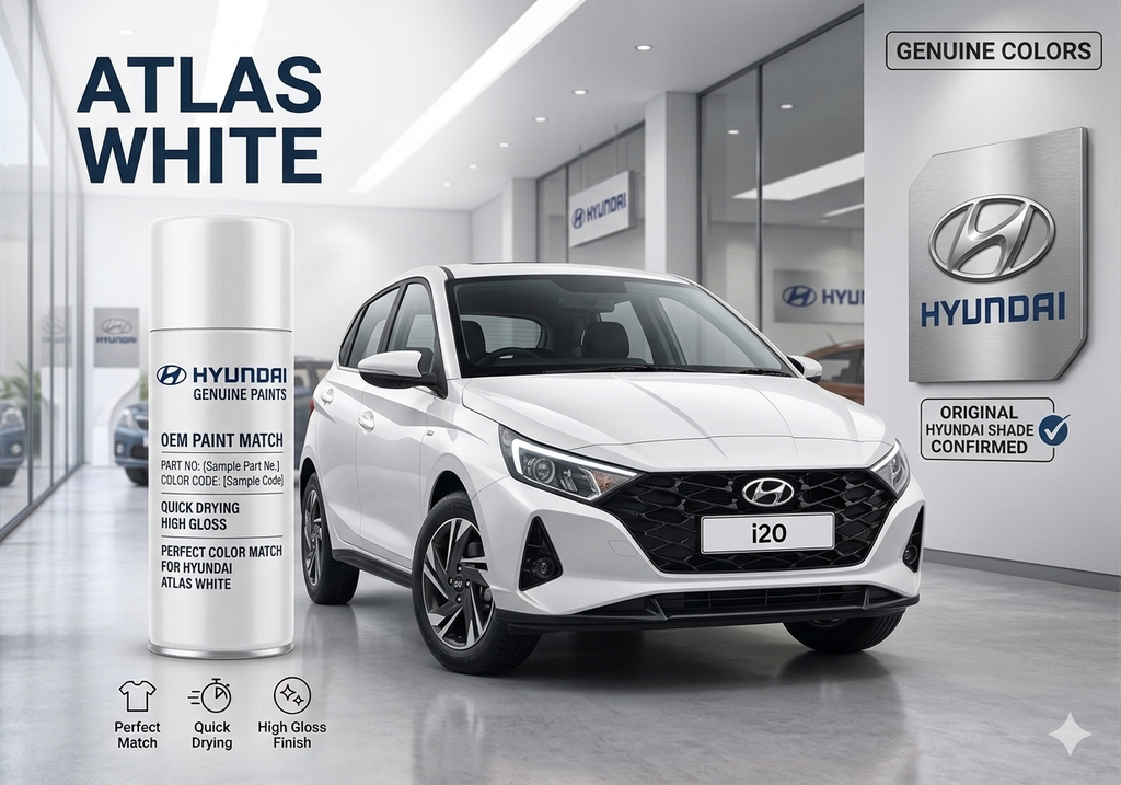 Hyundai i20 Atlas White | OEM Color Match | Base Coat | High Gloss Finish | Quick Dry