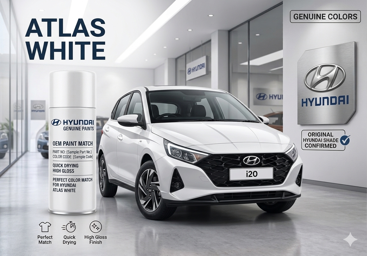 Hyundai i20 Atlas White | OEM Color Match | Base Coat | High Gloss Finish | Quick Dry
