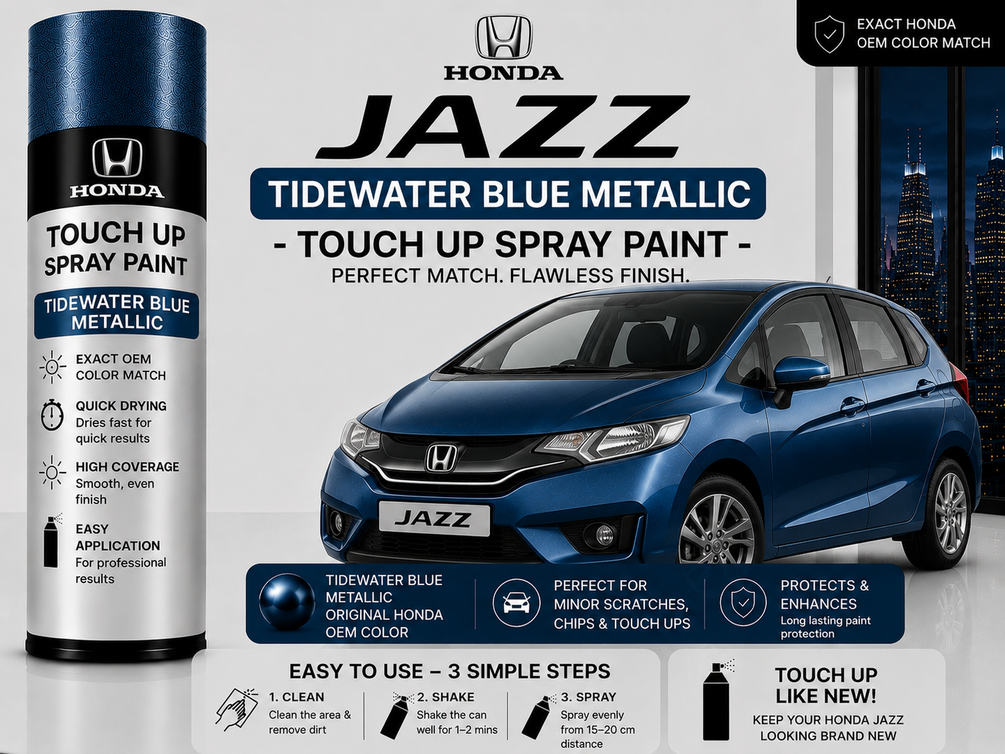 Honda Jazz Tidewater Blue Metallic Touch Up Spray Paint – OEM Color Match | LIHA Aerosols 500ml