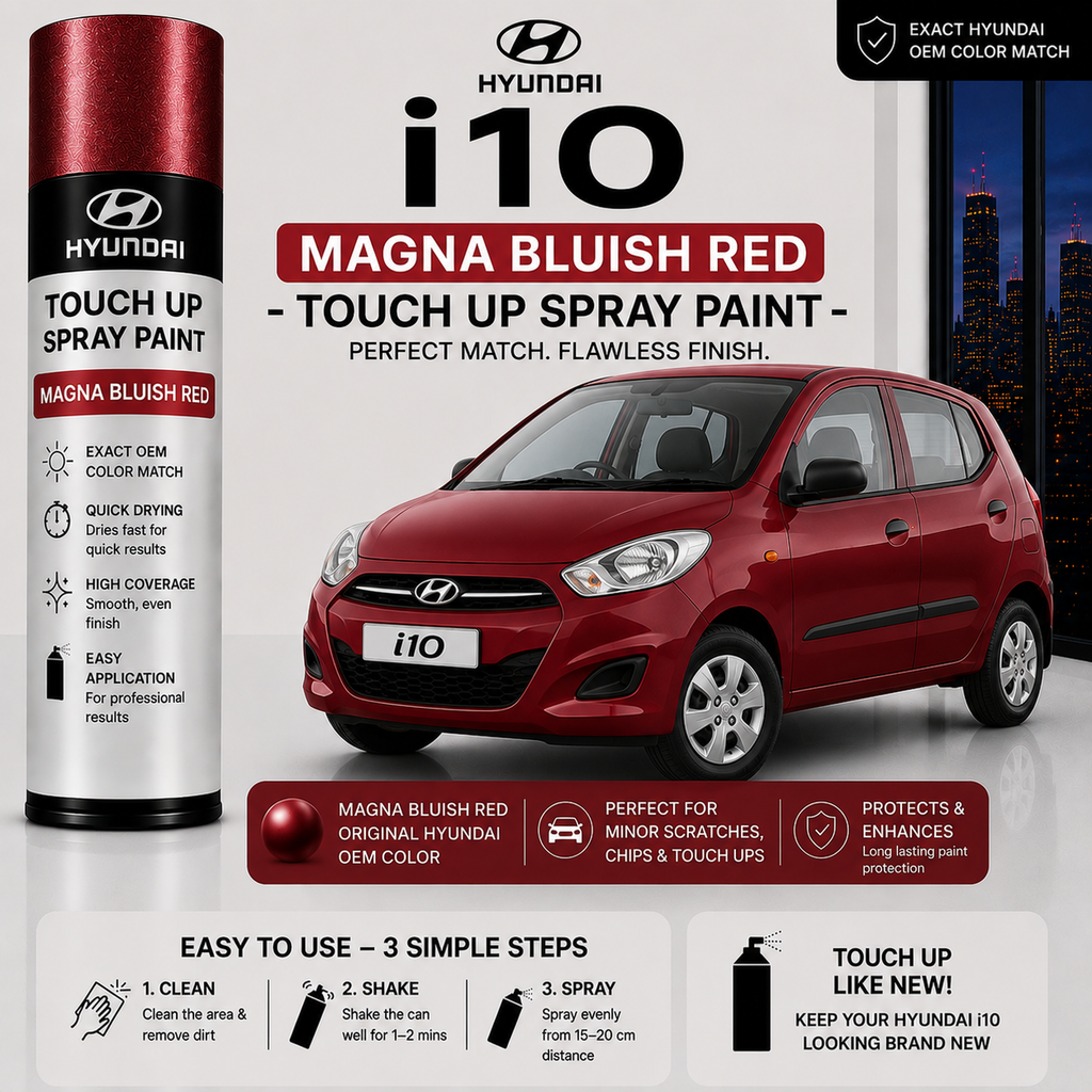 Hyundai i10 Magna Bluish Red Touch Up Spray Paint – OEM Color Match | LIHA Aerosols 500ml