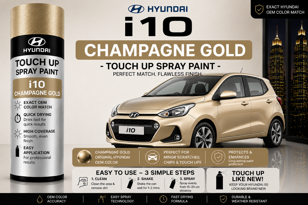 Hyundai i10 Champagne Gold Touch Up Spray Paint – OEM Color Match | LIHA Aerosols 500ml