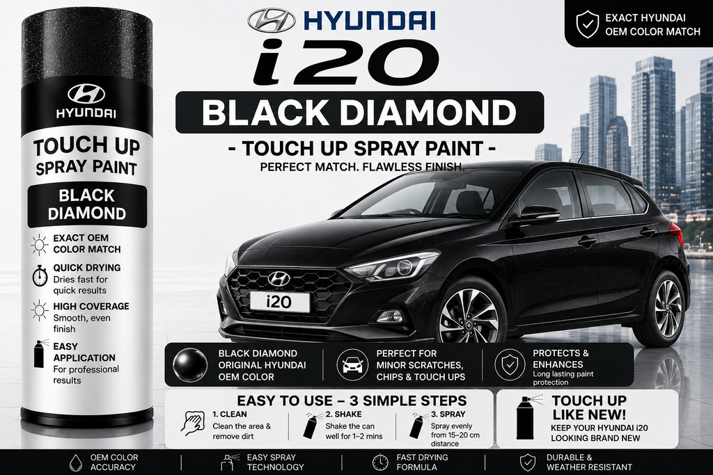 Hyundai i20 Black Diamond Touch Up Spray Paint – OEM Color Match | LIHA Aerosols 500ml