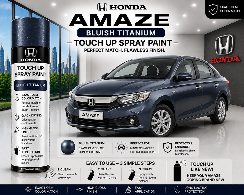 Honda Amaze Bluish Titanium Touch Up Spray Paint – OEM Color Match | LIHA Aerosols 500ml