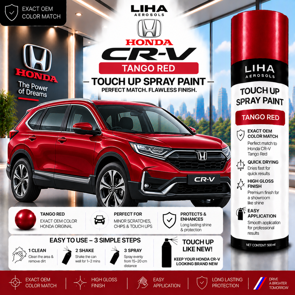 Honda CRU Tango Red Touch Up Spray Paint – OEM Color Match | LIHA Aerosols 500ml