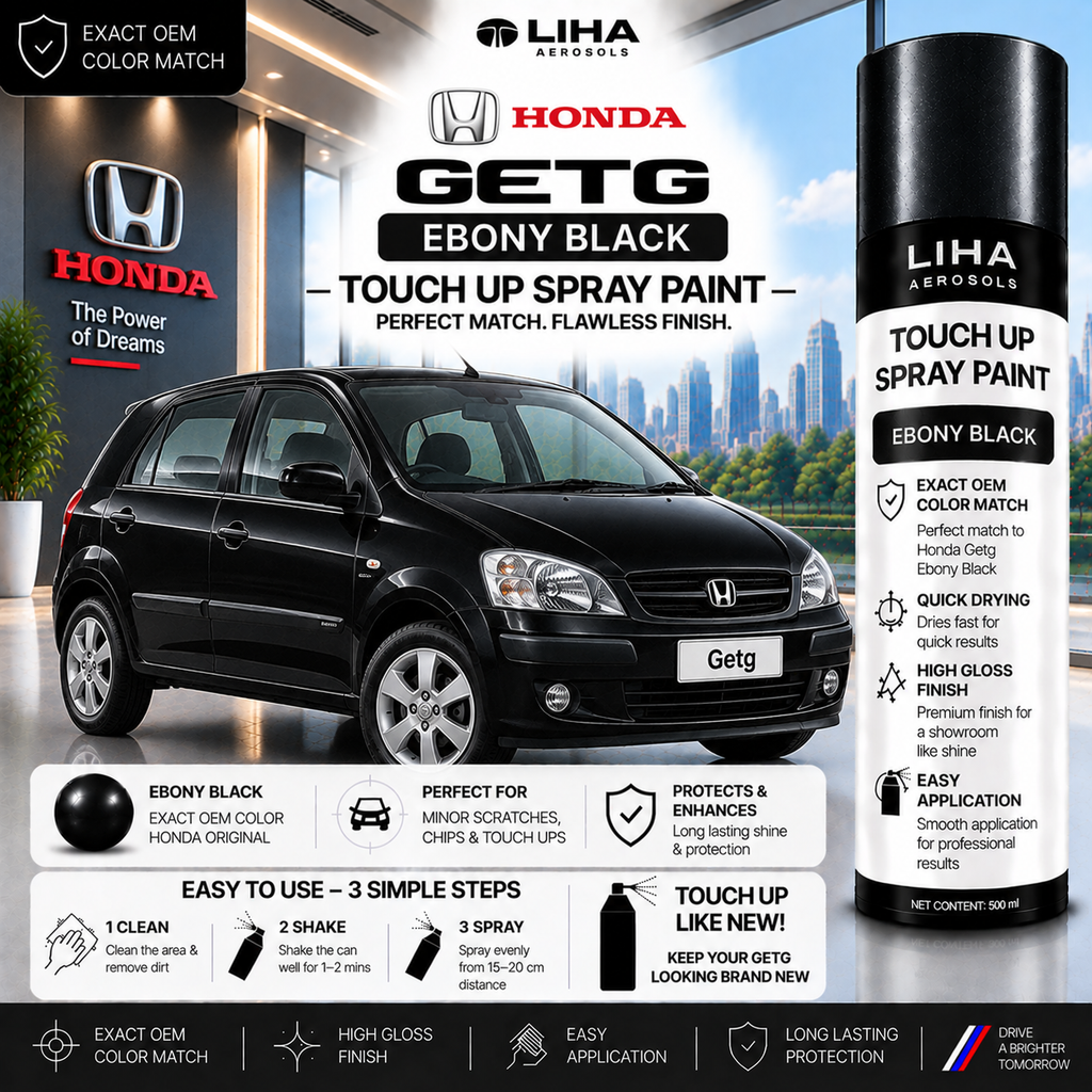 Hyundai Getz Ebony Black Touch Up Spray Paint – OEM Color Match | LIHA Aerosols 500ml