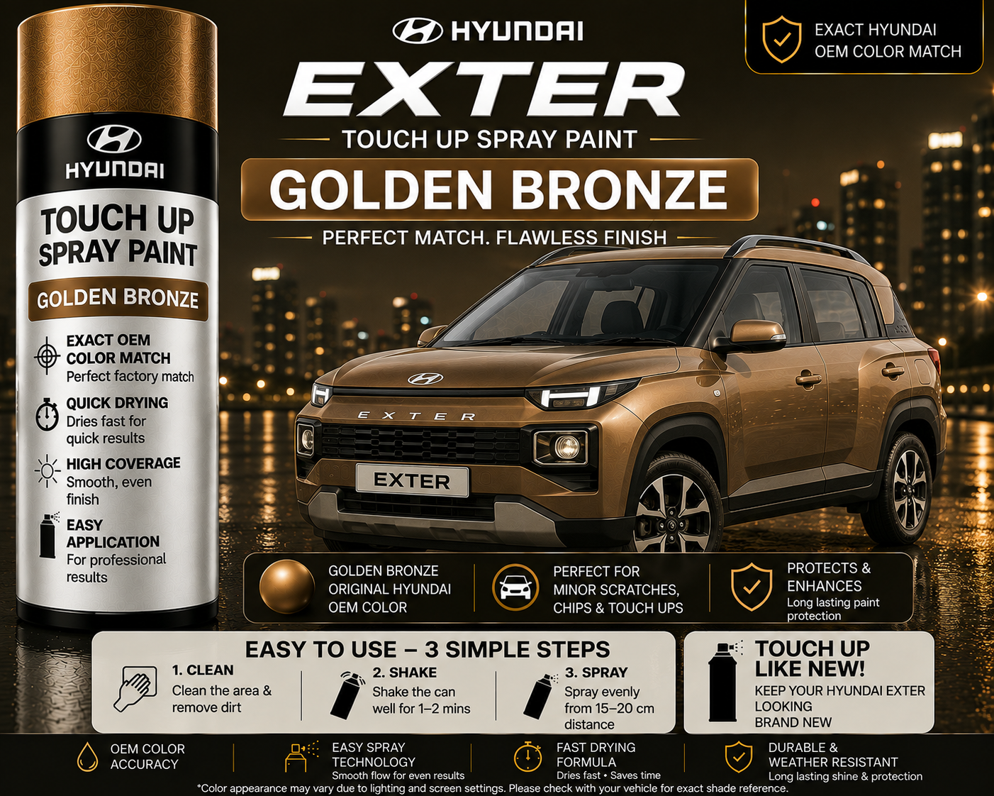 Hyundai Exter Golden Bronze Touch Up Spray Paint – OEM Color Match | LIHA Aerosols 500ml