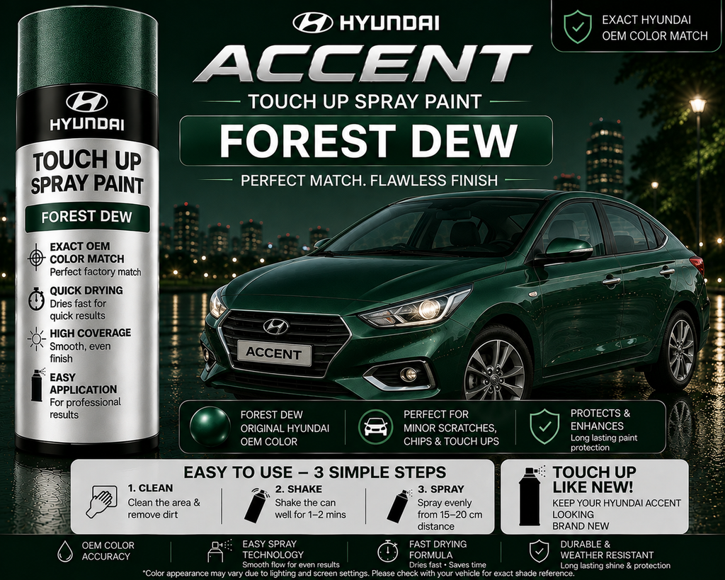 Hyundai Accent Forest Dew Touch Up Spray Paint – OEM Color Match | LIHA Aerosols 500ml