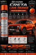 Hyundai Creta Lava Orange OEM Color Match Touch Up Spray Paint 500ml | LIHA Aerosols Automotive Paint