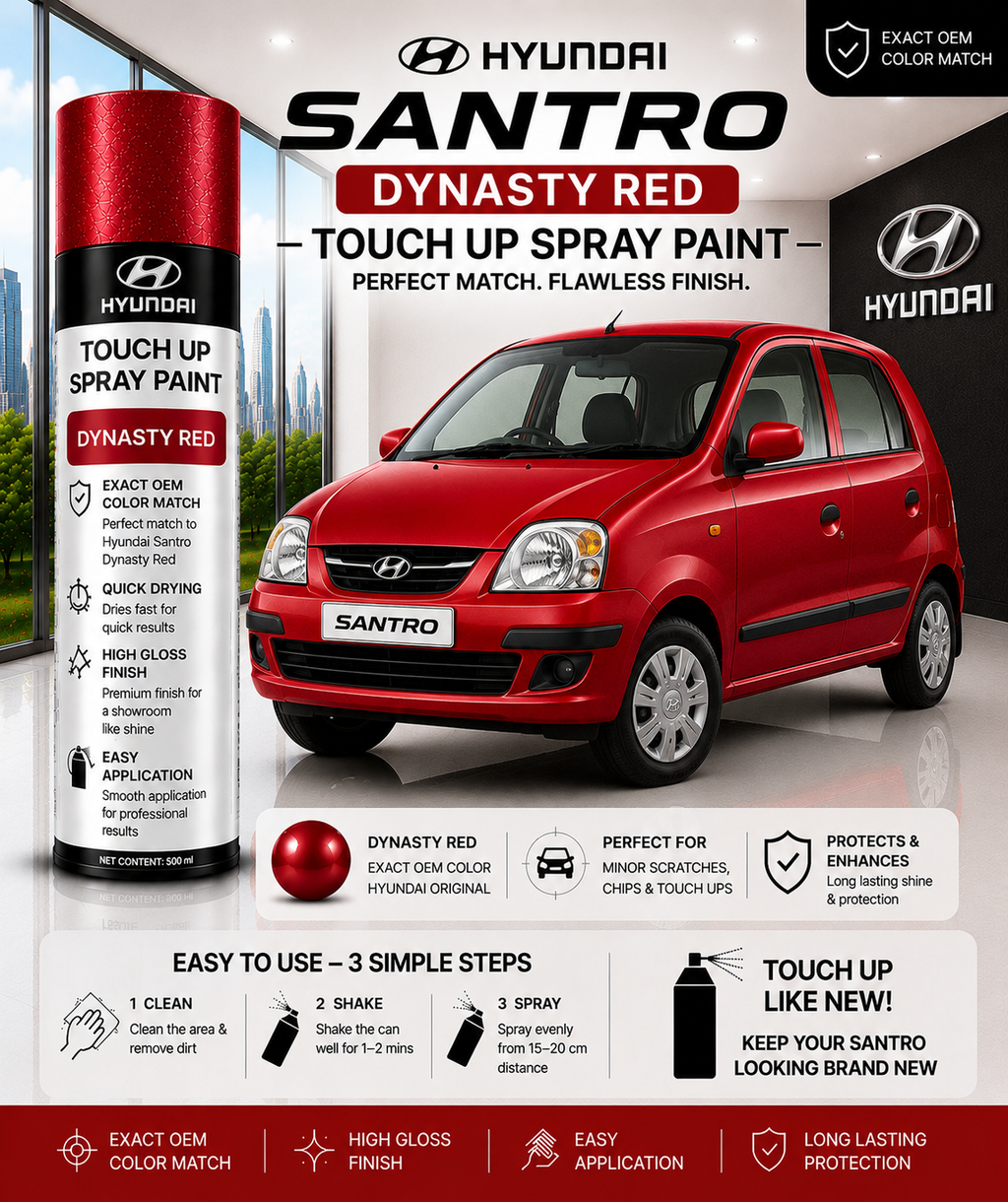 Hyundai Santro Dynasty Red Touch Up Spray Paint – OEM Color Match | LIHA Aerosols 500ml