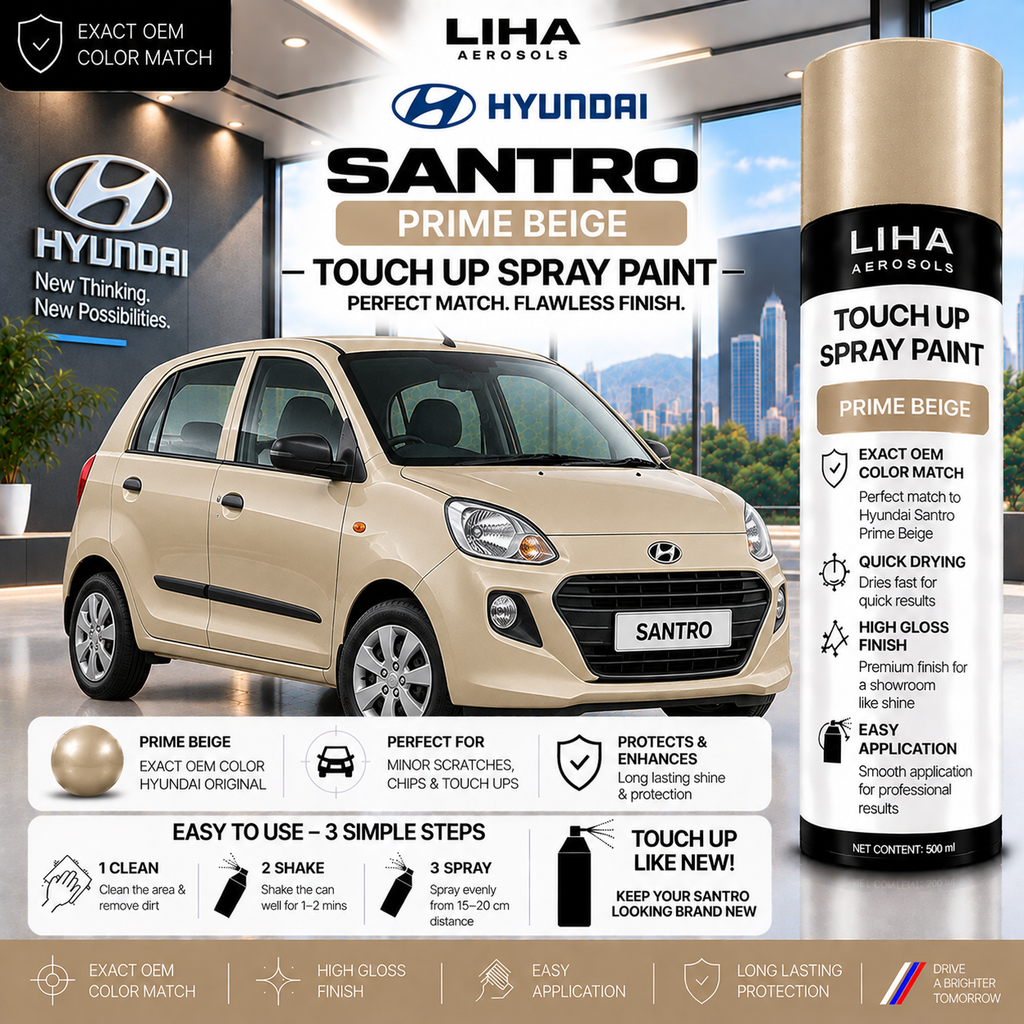 Hyundai Santro Prime Beige Touch Up Spray Paint – OEM Color Match | LIHA Aerosols 500ml