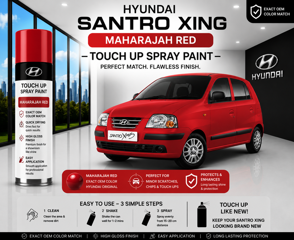 Hyundai Santro Xing Maharajah Red Touch Up Spray Paint – OEM Color Match | LIHA Aerosols 500ml