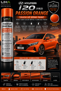 Hyundai i20 (YR2) Passion Orange OEM Color Match Touch Up Spray Paint 500ml | LIHA Aerosols Automotive Paint