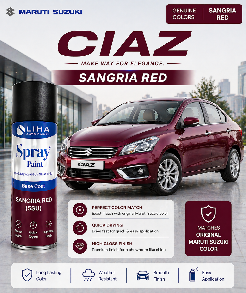 Maruti Suzuki Ciaz Sangria Red | OEM Color Match | Base Coat | High Gloss Finish