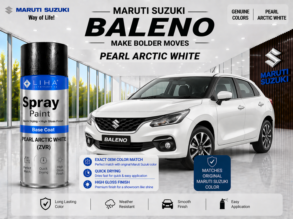 Maruti Suzuki Baleno Pearl Arctic White | OEM Color Match | Base Coat | Pearl Finish | Quick Dry